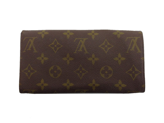 LOUIS VUITTON Long Wallet Purse Brown x beige Pochette Porto MonÃ©credi