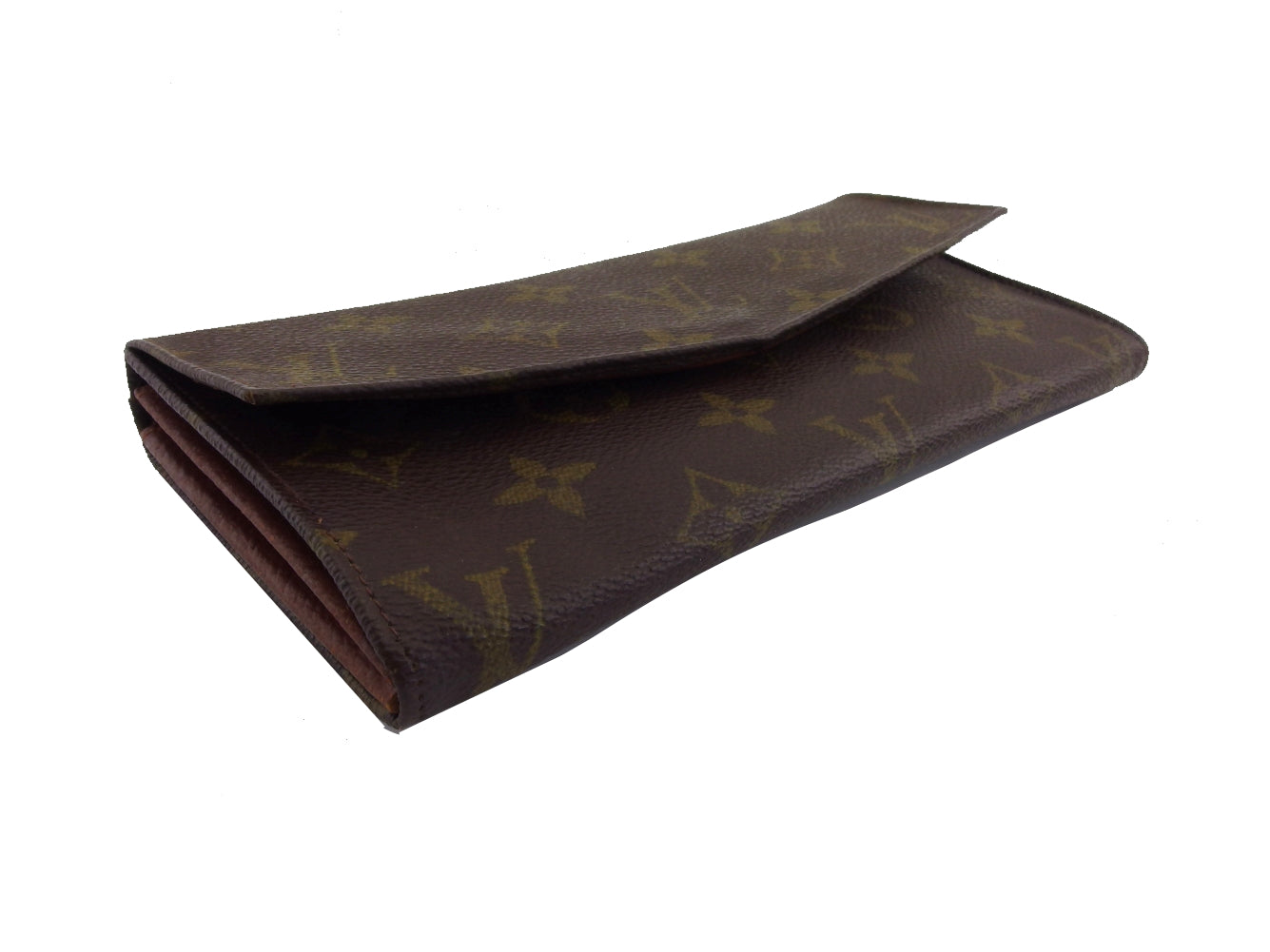 LOUIS VUITTON Long Wallet Purse Brown x beige Pochette Porto MonÃ©credi