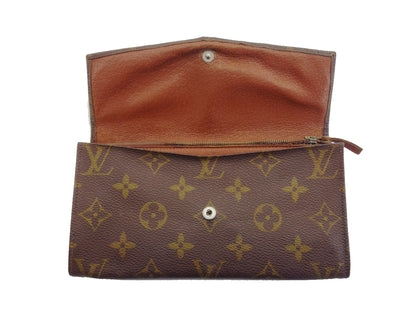 LOUIS VUITTON Long Wallet Purse Brown x beige Pochette Porto MonÃ©credi