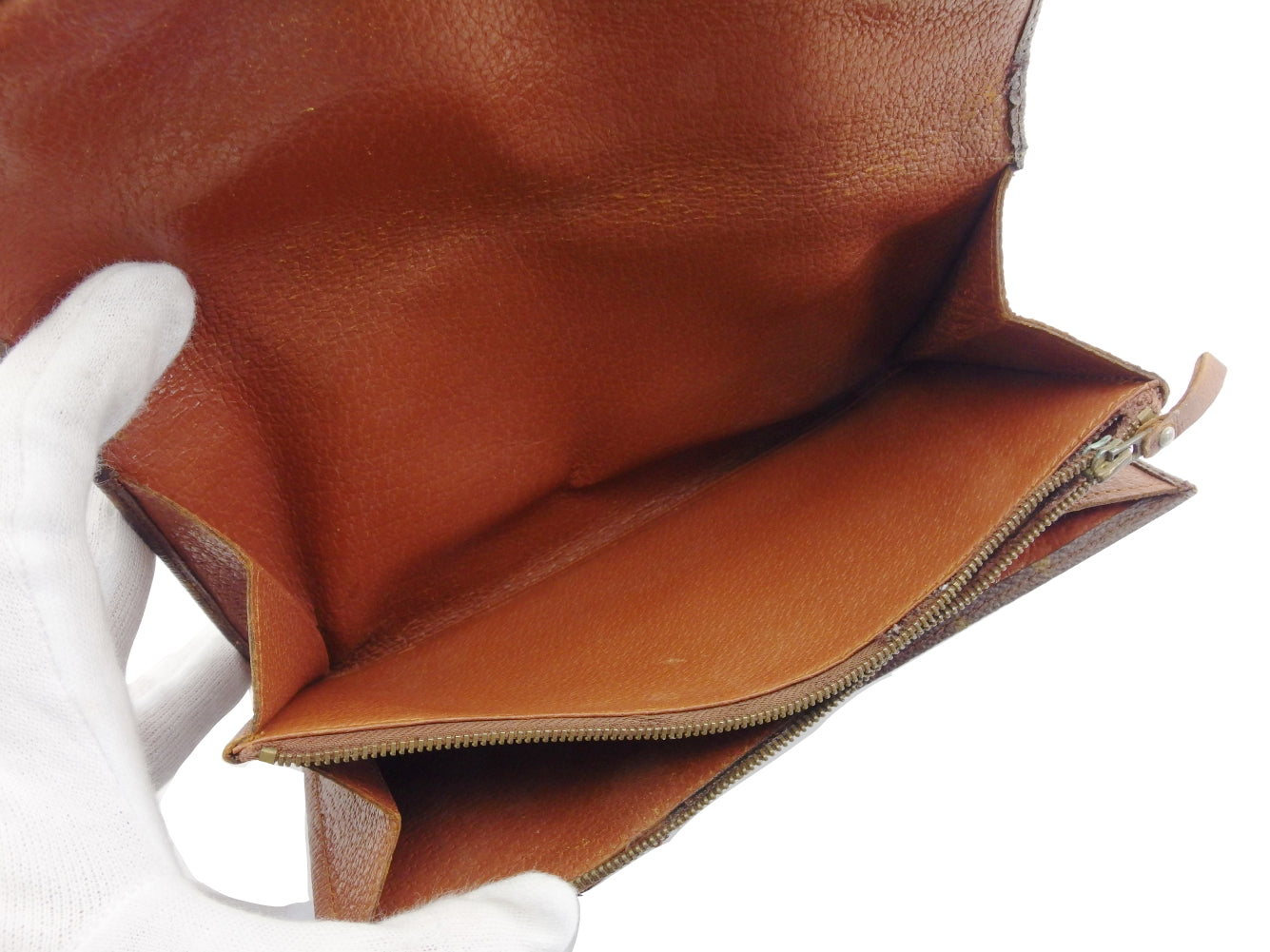 LOUIS VUITTON Long Wallet Purse Brown x beige Pochette Porto MonÃ©credi