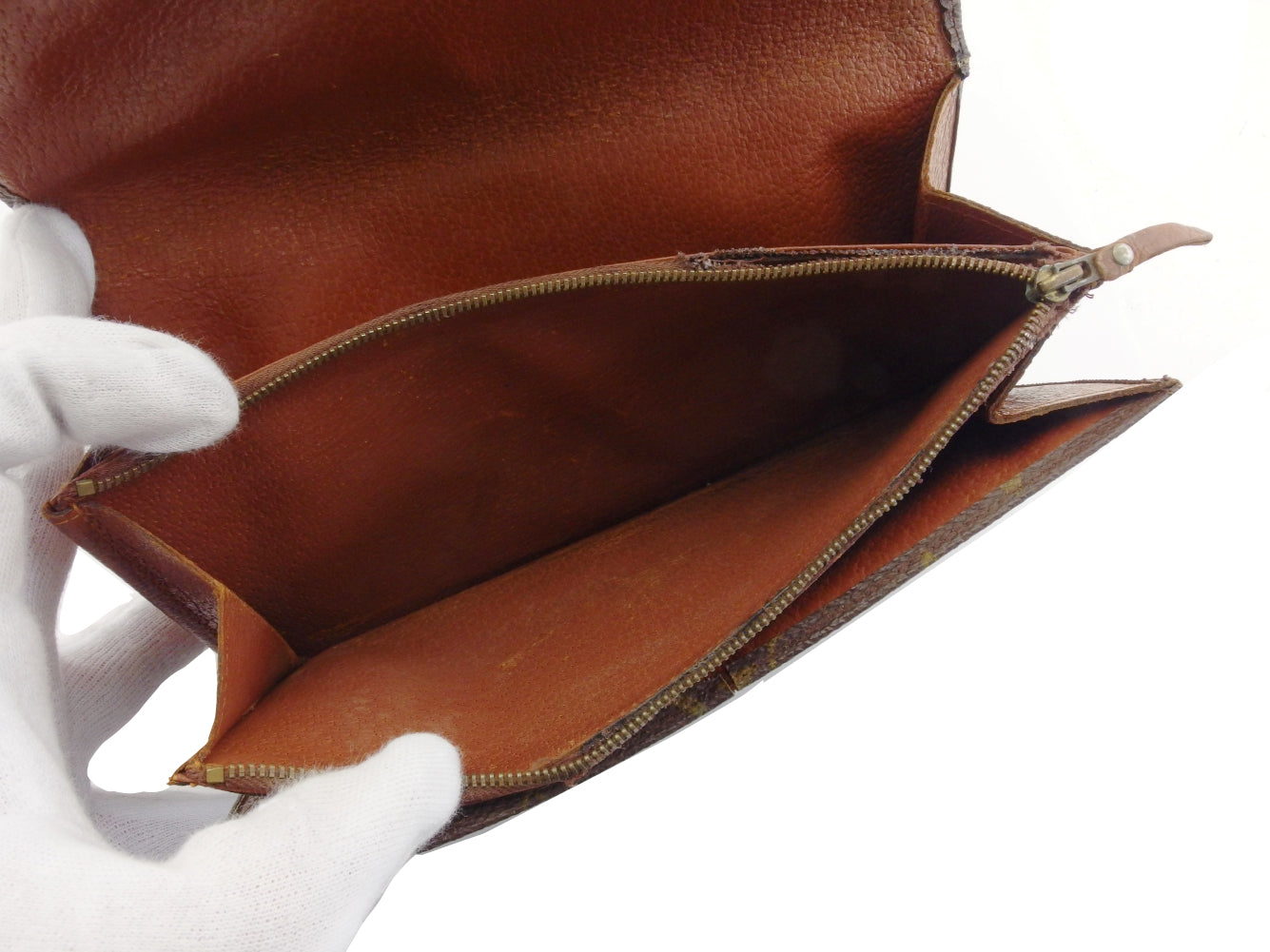 LOUIS VUITTON Long Wallet Purse Brown x beige Pochette Porto MonÃ©credi