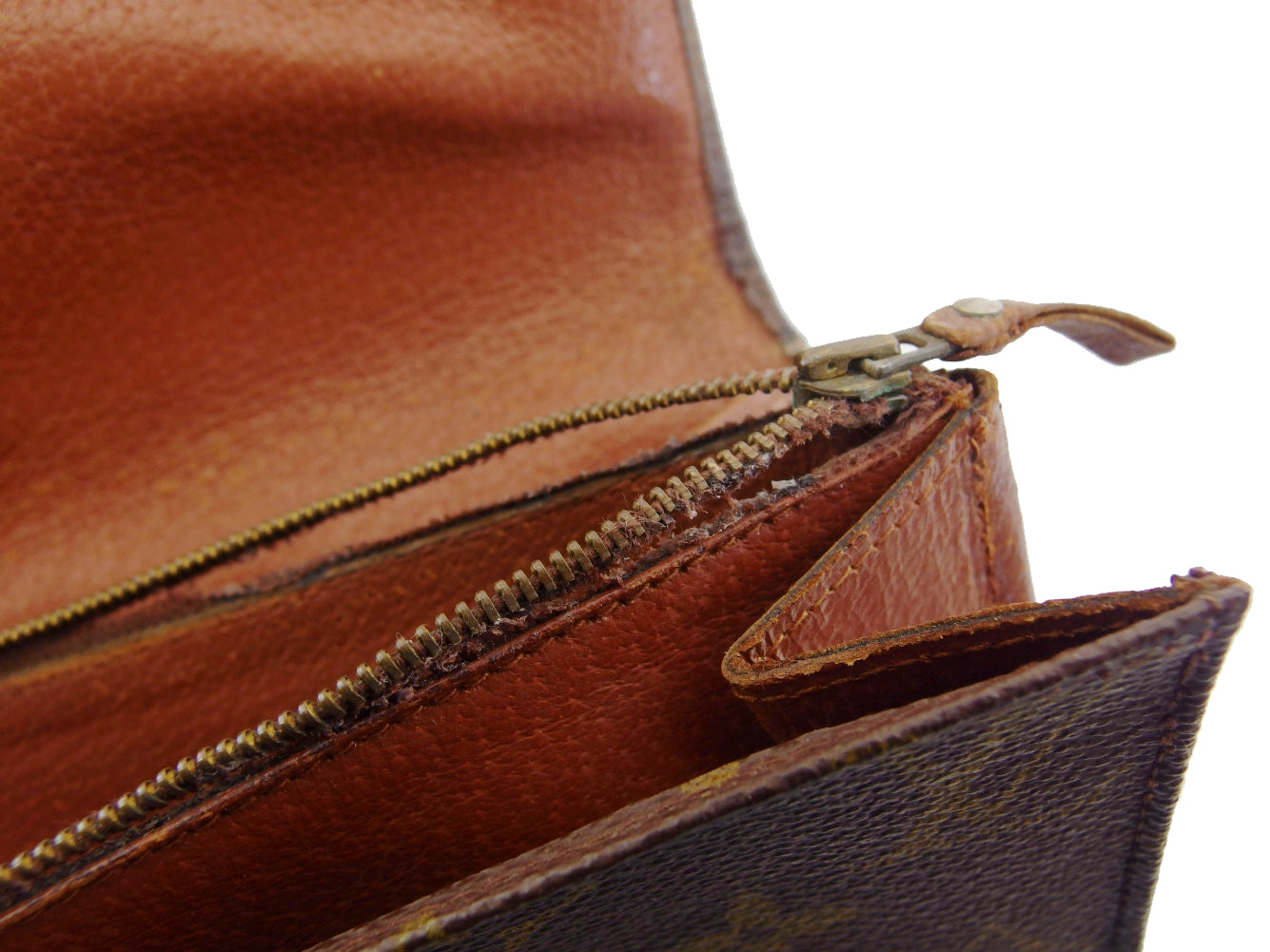 LOUIS VUITTON Long Wallet Purse Brown x beige Pochette Porto MonÃ©credi