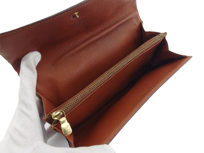 LOUIS VUITTON Long Wallet Purse Brown x beige Pochette Porto MonÃ©credi