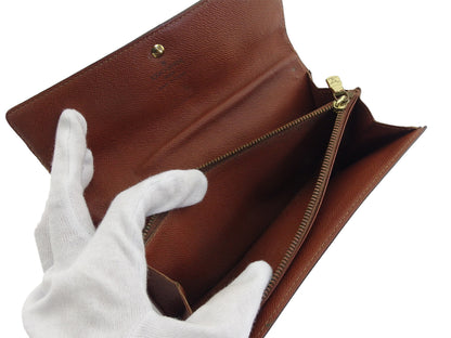 LOUIS VUITTON Long Wallet Purse Brown x beige Pochette Porto MonÃ©credi