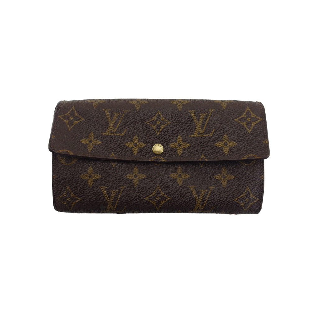 LOUIS VUITTON Long Wallet Purse Brown x beige Pochette Porto MonÃ©credi