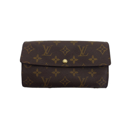 LOUIS VUITTON Long Wallet Purse Brown x beige Pochette Porto MonÃ©credi