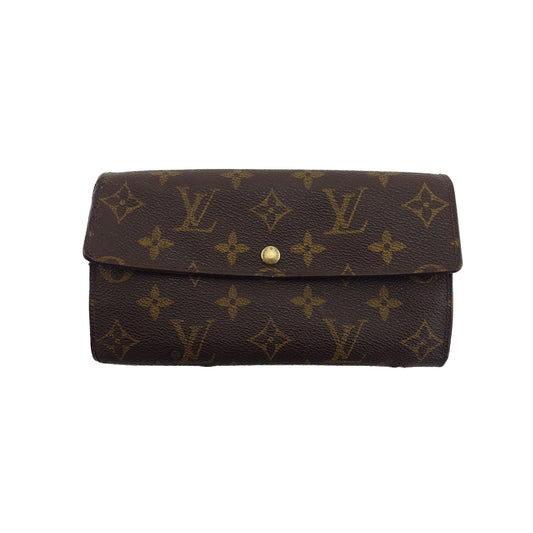 LOUIS VUITTON Long Wallet Purse Brown x beige Pochette Porto MonÃ©credi