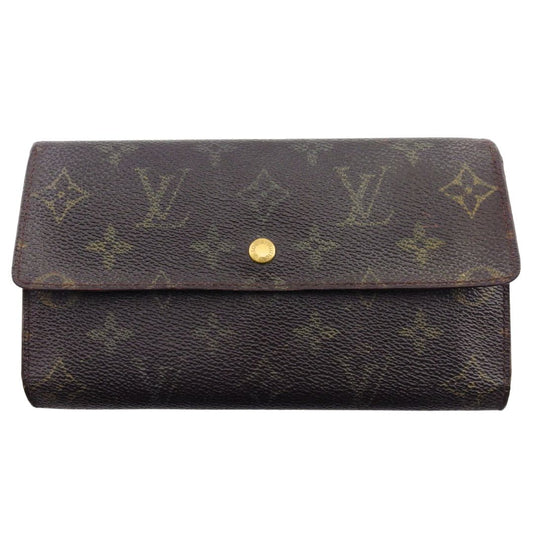 LOUIS VUITTON Long Wallet Purse M61215 Brown beige Porte Tresor International