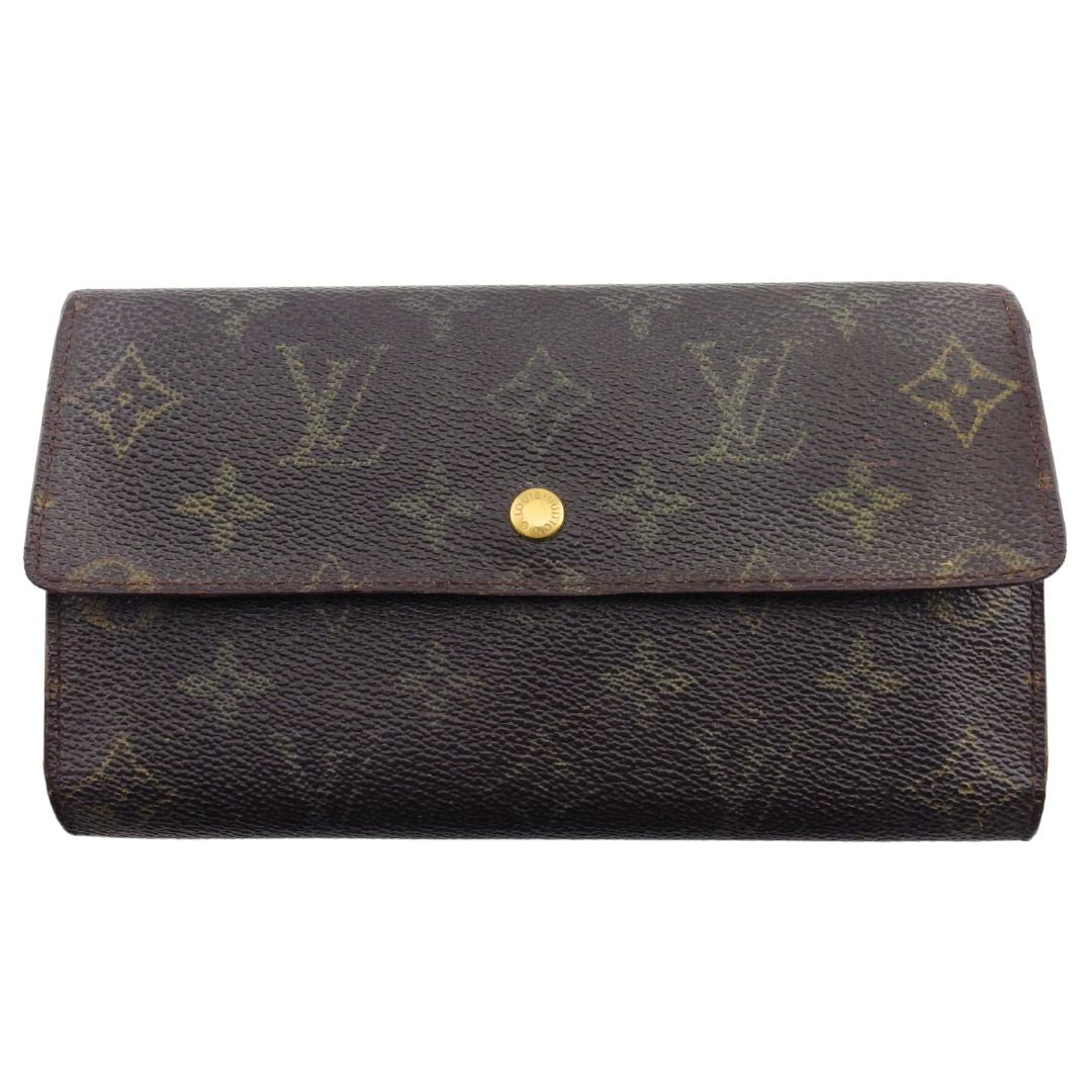 LOUIS VUITTON Long Wallet Purse M61215 Brown beige Porte Tresor International