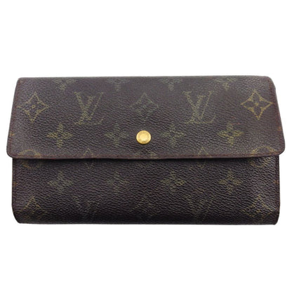 LOUIS VUITTON Long Wallet Purse M61215 Brown beige Porte Tresor International