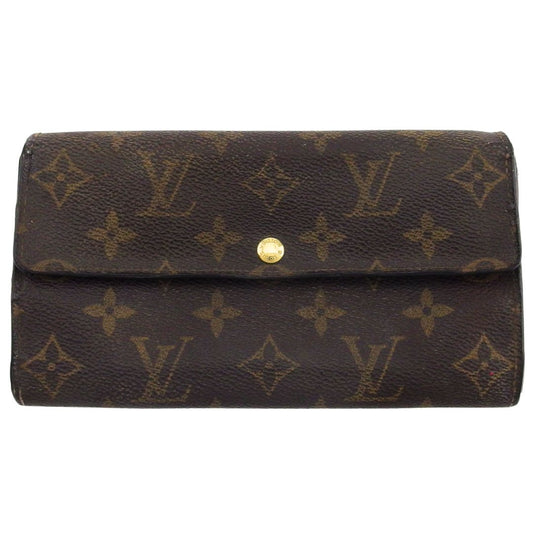 LOUIS VUITTON Long Wallet Purse M61725 Brown beige Pochette Porto MonÃ©credi