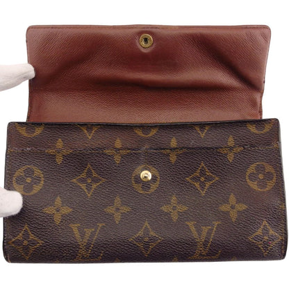LOUIS VUITTON Long Wallet Purse M61725 Brown beige Pochette Porto MonÃ©credi